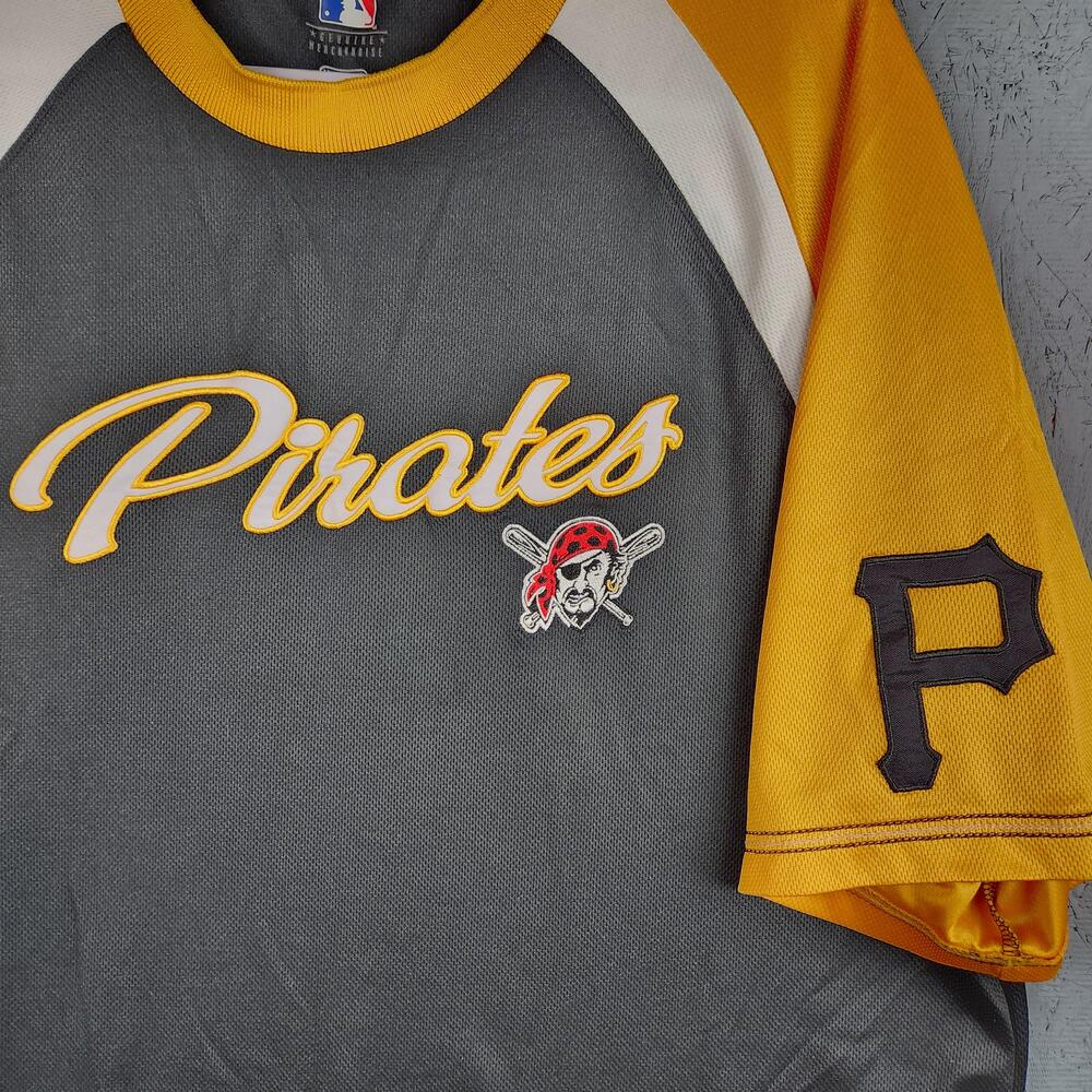 Pittsburgh Pirates Shirt Mens XL Black Yellow MLB Baseball Embroidered Logo Fan